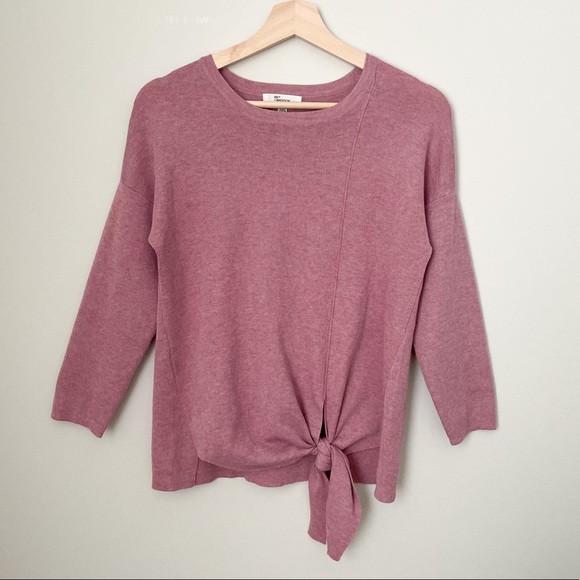 89th + Madison Mauve Heathered Sweater with Tie Front - Picture 7 of 9